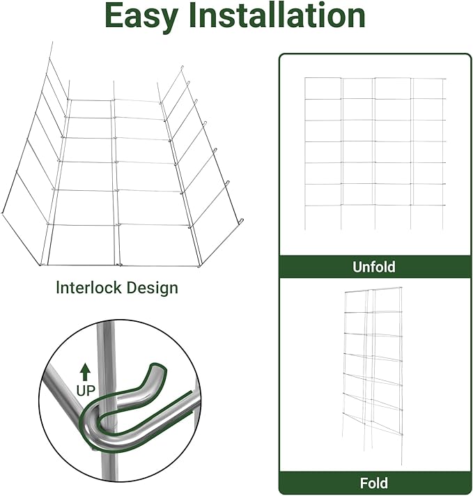 Metal Foldable Tomato Cages 13" x 56", Square Tomato Cages Plant Support for Vegetable Garden, Heavy Duty Tall Tomato Cages for Beans, Tomatos, Cucumbers - 5 Pack