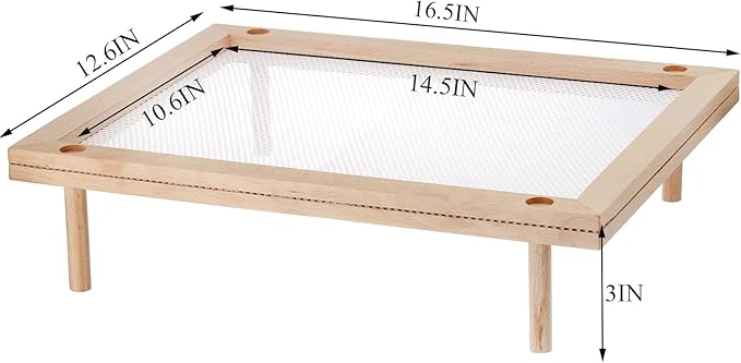 Cedilis Set of 2 Stackable Wood Pasta Herb Drying Rack, Food Dryer Stand with Net for Drying Seeds, Herb, Bud
