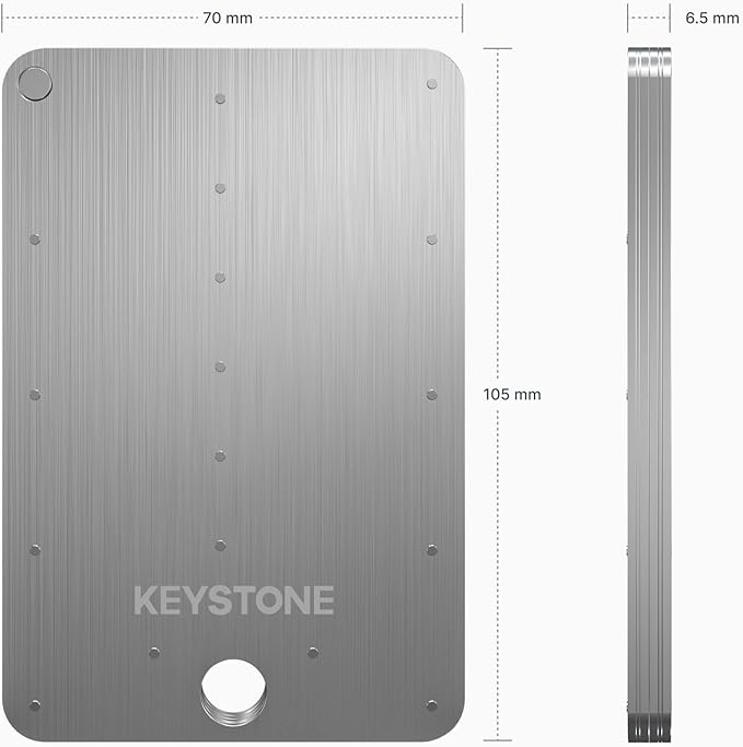 KEYSTONE Crypto Seed Storage, Crypto Steel Capsule Metal Wallet, Cold Storage Backup, 24 Words Bitcoin Key Phrase Storage, Steel Plate, Compatible with Ledger, Trezor, KeepKey (Keystone Tablet Plus)