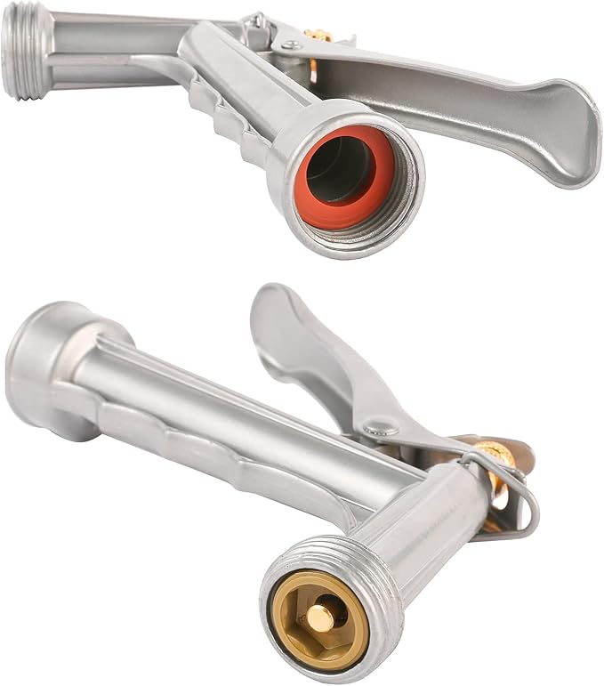 Garden Hose Nozzle, Water Hose Sprayer Nozzle with Threaded Front, Full Size Zinc Metal Pistol Grip High Pressure Nozzle, Adjustable Spray Water Flow for Watering, Washing, Cleaning (2 Pack)
