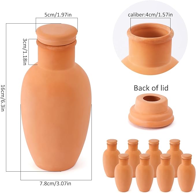 Ollas 8pcs 3.1 * 6inch Terracotta Plant Watering Globes Self Watering Planter Insert Olla Terra Cotta Clay Irrigation Globes