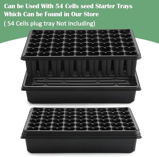 10 Pack Seed Starter Trays - Heavy Duty Plastic Flats, Fits 54 Cell Plug Tray, Seedling Tray for Carrying and Holding Plant Nursery Pot,Seed Germination & Plant Propagation (TD377)