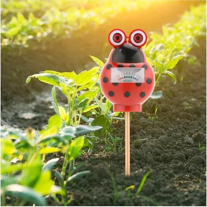 Cute Critter Soil Meter Indoor/Outdoor Moisture Sensor Frog & Ladybug, Soil Water Monitor, Flowers, Plant Care Home Garden (Ladybug)