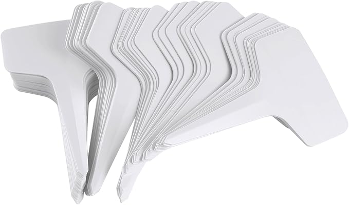 200 Pack Plant Labels T-Shape, 4 Inch Potted Plant Name Tags Plastic, Seedlings Seed Markers Nursery Plant Stake Tag with Marking Pen for Outdoor Indoor Garden Patio Flower Vegetable, White