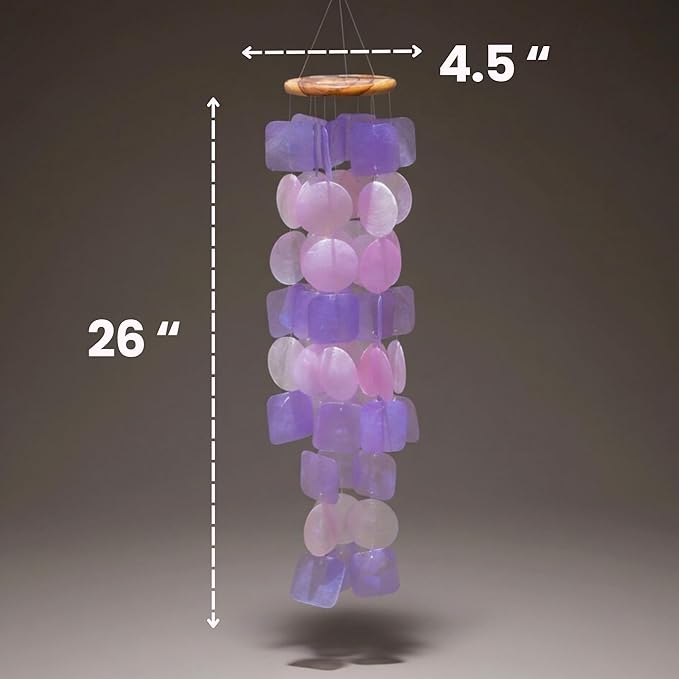 Solange & Frances Wind Chimes for Outside, Windchimes Outdoors, Unique Gifts for Mom, Gift for Women, Ideas, Gift for Women who Have Everything (Purple & Pink)