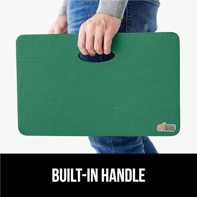 GORILLA GRIP Extra Thick Patent Pending Supportive Foam Kneeling Pad, Large Cushion Knee Pads for Gardening, Baby Bath Time, Dirt and Water Resistant, Workout and Garden Supplies, 17.5x11, Green