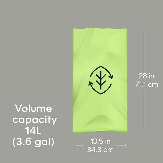3.6 Gallon Compostable Bags, 40 Count, Sturdy for Food Waste, Compatible with Kitchen Compost Genie Bins, ASTM D6400 Certified