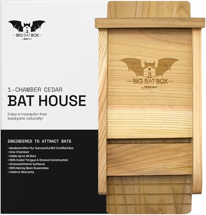 BIGBATBOX - Complete Bat House for Outdoors - Clean Backyard from Mosquitoes - No Interior Paint - One-Chamber Design - Easy to Hang - Bat Houses for Outdoors