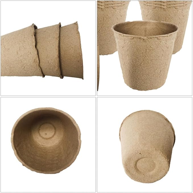 Veemoon Biodegradable Paper Flower Pots Nursery Seed Starter Cups 6cm Height 50pcs for Indoor Outdoor Garden Planting and Seedling Propagation