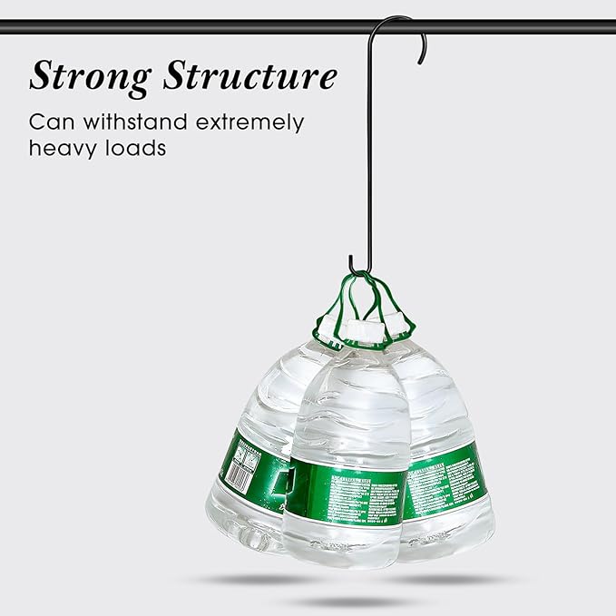 6 Pack 24 Inch Long S Hooks for Hanging Plants, Heavy Duty Metal Tree Branch Hangers Extenders for Bird Feeders Flower Baskets Wind Chimes Black Vinyl Coated Garden Hook