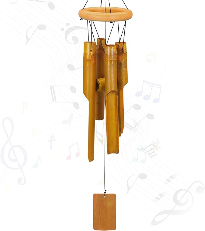 Wind Chimes for Outside, Sympathy Wind Chimes Bamboo Windchimes Outdoors with Natural Sounds, Gifts for Mom, Indoor Outdoor Decorations for Patio Porch Garden and Backyard