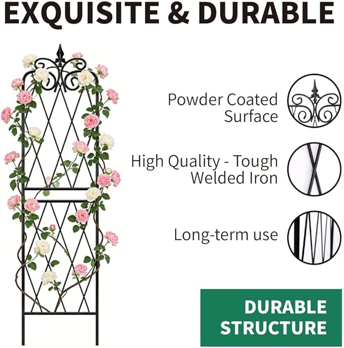 2 Pack 71" H x15 W Trellis,Black Garden Trellis for Climbing Plants Outdoor Metal Frame Sturdy Trellis for Rose