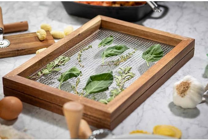 Tablecraft 11088 Herb Drying Rack, Natural, 13.75-inch Length, Acacia Wood