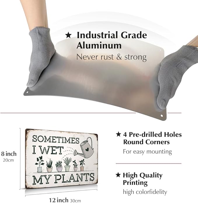 Funny Garden Metal Sign Vintage Outside Garden Decor Gardening Gifts for Women Plants Lovers12" x 8"