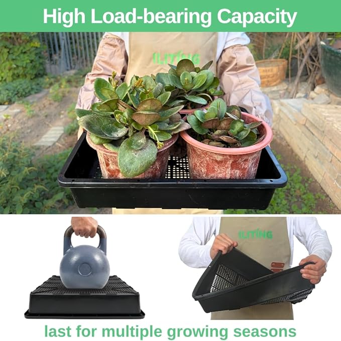 Soil Blocking Trays 5-Set 15x12inch Mesh Trays Flat Plant Tray with Humidity Domes, Nursery Supply for Microgreen, Seed Starting, Indoor Gardening, and Greenhouse