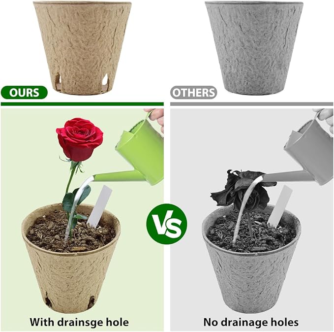 100 Pack 3.15 Inch Seedling Peat Pots, Biodegradable Seed Starters with Drainage Holes for Indoor Outdoor Plant Growing
