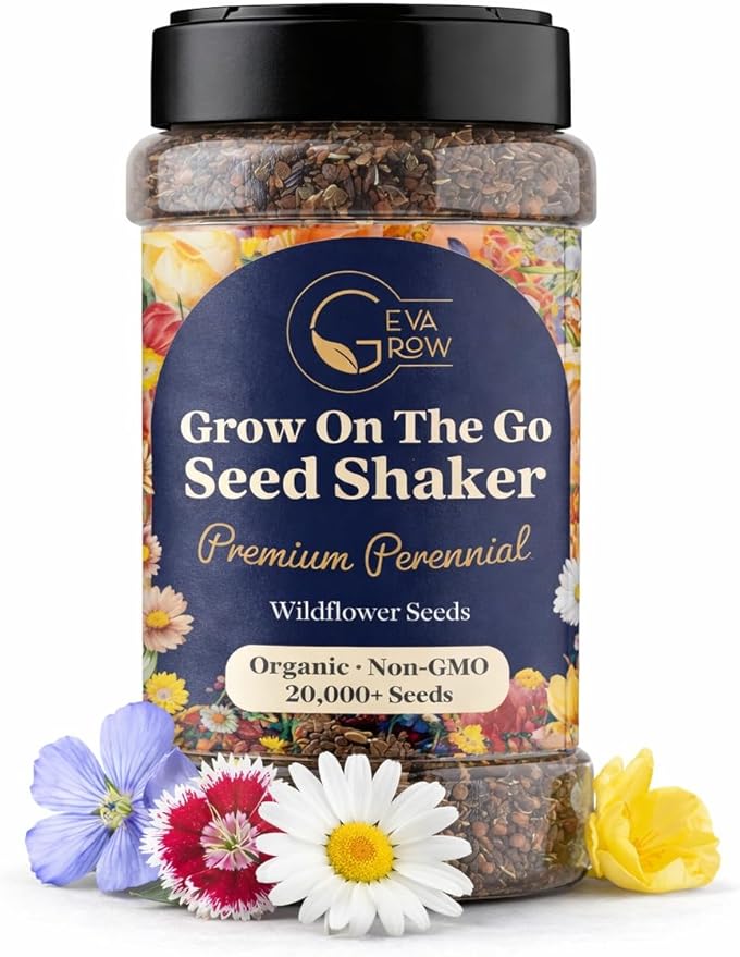 Wildflower Seed s – Perennial Flower Seeds Mix to Plant Anywhere, by Geva Grow | 12-Type Beautiful Perennial Wildflower Seeds Bulk 90,000+ Seeds, 2 Ounce, No Messy Packets