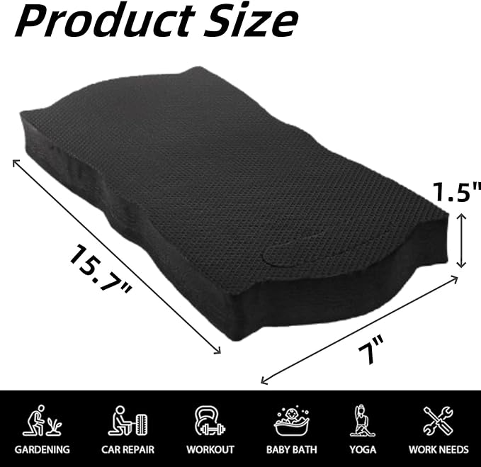 4 Pack Thick Kneeling Pad, 15.7" L x 7" W x 1.5" Th Waterproof Garden Kneel Pads Cushion with Handle, Soft Foam Kneeler Mat for Work, Cleaning, Yoga, Praying, Bath, Exercise, Black