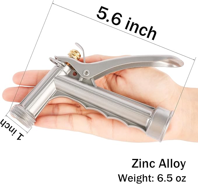 Garden Hose Nozzle, Water Hose Sprayer Nozzle with Threaded Front, Full Size Zinc Metal Pistol Grip High Pressure Nozzle, Adjustable Spray Water Flow for Watering, Washing, Cleaning (2 Pack)