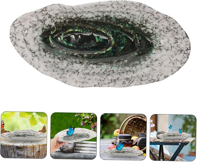 Mipcase Outdoor Butterfly Feeder Ceramic Plate Water Dish Bee Feeders for Outside Bee Decor