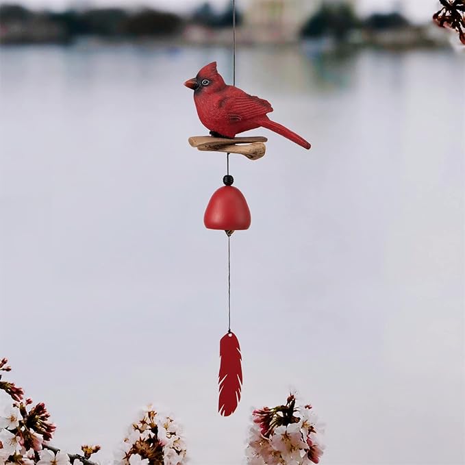 Cardinal Bird Wind Chime, Cardinal Gifts for Glory Mother’s Love Gift, Bird Bell Chimes for Garden Backyard Church Hanging Decor, Red