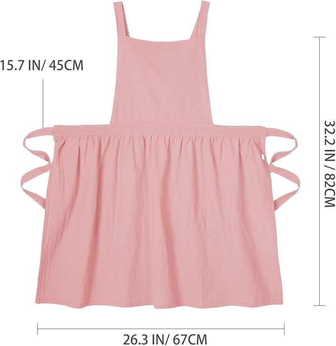 Cotton Linen Pinafore Apron Dress for Women with Pockets Cute Art Chef Aprons for Kitchen Baking Gardening Painting