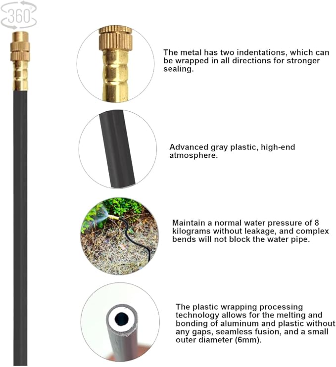 New drip Irrigation kit, Automatic Garden Watering System, Quick Connector and 360-degree Bending Dropper atomizing Copper Nozzle, Garden Plant Lawn Courtyard Watering System. (Timer)