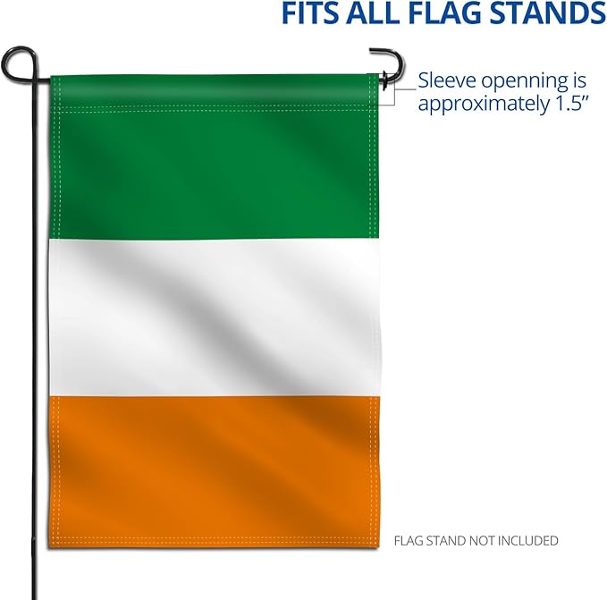 Anley Double Sided Premium Garden Flag, Ireland IE Decorative Garden Flags Irish Flag for Home Decor - Weather Proof & Double Stitched Yard Flags - 18 x 12.5 Inch
