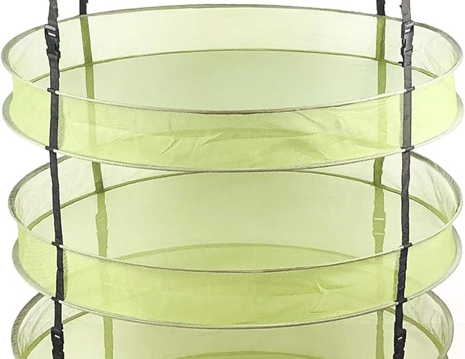 HORTIPOTS Hanging Drying Racks 2 FT Mesh Herb Dryer for Herbs and Clothes (2 FT Diameter, Green)