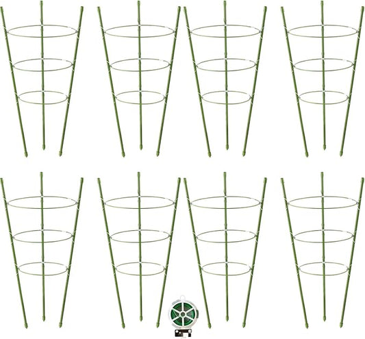 8 Pack Tomato Cage Plant Support Cages for Garden, 18 inches Tomato Trellis for Climbing Plants, Upgrade Garden Plant Stakes with Adjustable Ring, Tomato Rings for Support