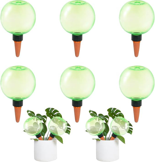6pcs Large Plant Self Watering Globes, 17.5 oz Plastic Water Bulbs Top Fill, Plant Watering Devices System Slow Release Terracotta, Water Spikes Stakes for Indoor(6pack)