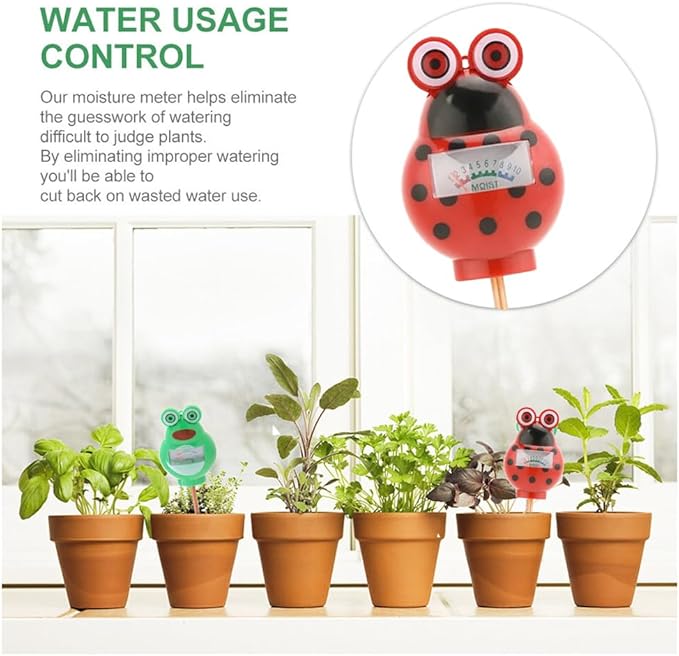 Cute Critter Soil Meter Indoor/Outdoor Moisture Sensor Frog & Ladybug, Soil Water Monitor, Flowers, Plant Care Home Garden (Ladybug)