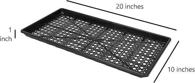 SUNPACK 10" x 20" Heavy Duty Mesh Plastic Seed Starting Tray, Black, 1" (Pack of 10) - Ensures Water Drainage and Aeration, Perfect for Greenhouses or Indoor Gardening