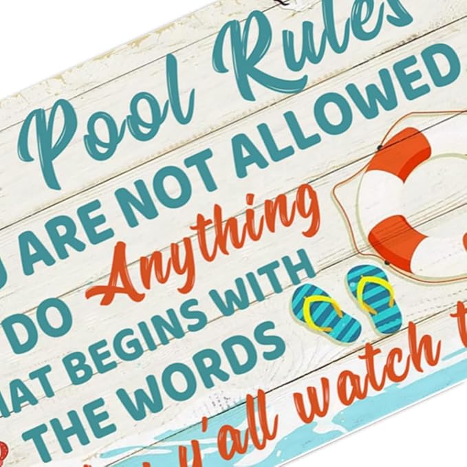 Funny Pool Signs Pool Decorations Outdoor Pool Rules Sign Pool Deck Decor Pool Metal Signs Pool Patio Accessories For Beach, Home, Bar, Pool Deck, And Backyard Wall Decoration 8 X 12 Inches
