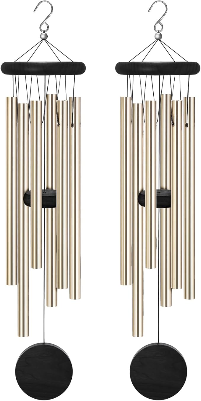 2 Pack Memorial Wind Chimes Outdoor,Garden Wind Chimes with 6 Aluminum Alloy Tubes and Hook,Memorial Wind Chimes for Home Decor Garden Patio Outdoor