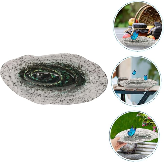 Mipcase Outdoor Butterfly Feeder Ceramic Plate Water Dish Bee Feeders for Outside Bee Decor