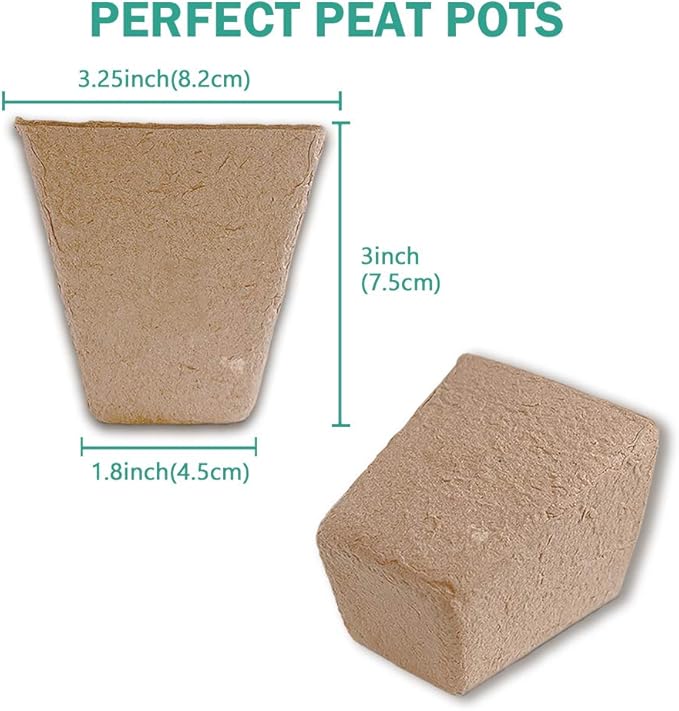 JOYSEUS 3.25" Seed Starter Pots, Organic Planting Peat Pots for Indoor Garden Seedling, 30 Pcs 100% Eco-Friendly and Biodegradable for Seed Germination