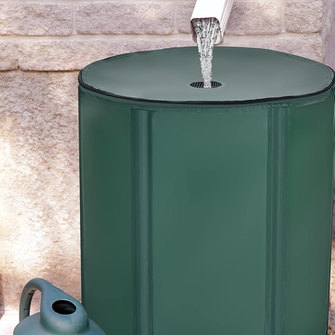 Happygrill 60 Gallon Collapsible Rain Barrel, PVC Rain Water Collection Barrel with Spigot Water Storage Container & Top Mesh, Portable Rain Barrels to Collect Rainwater from Gutter for Garden Lawn