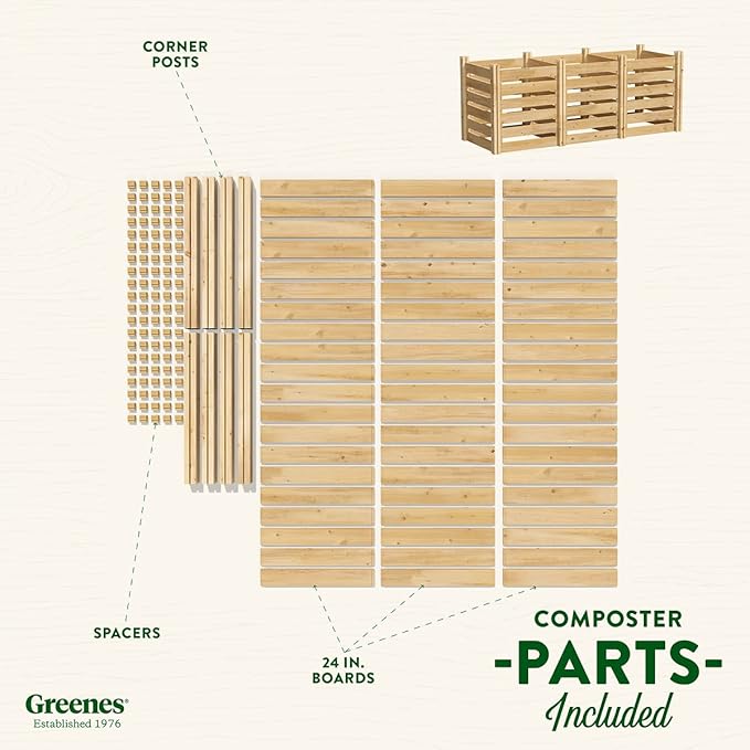 Greenes Fence Premium Cedar Wood Composter, 24" W x 72" L x 31" H (3/4" Thick) / 231.9 Gallons - Made in USA with North American Cedar