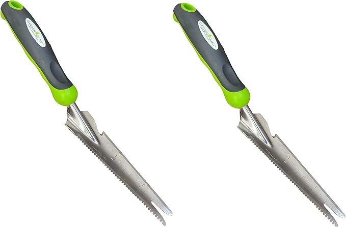 Garden Guru Hand Weeder Trowel with Ergonomic Handle – Stainless Steel Weeding & Digging Knife – Rust Resistant - Perfect for Weeding, Transplanting, Digging, Pruning, Cutting (2 Pack)