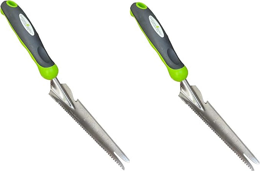 Garden Guru Hand Weeder Trowel with Ergonomic Handle – Stainless Steel Weeding & Digging Knife – Rust Resistant - Perfect for Weeding, Transplanting, Digging, Pruning, Cutting (2 Pack)