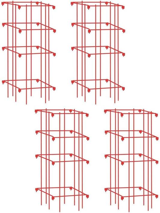 Gardener’s Supply Company Lifetime Tomato Cages | Heavy Gauge Sturdy Garden Plant Supports for Vegetables and Other Climbing Plants | No Assembly Needed - Red (Set of 4)