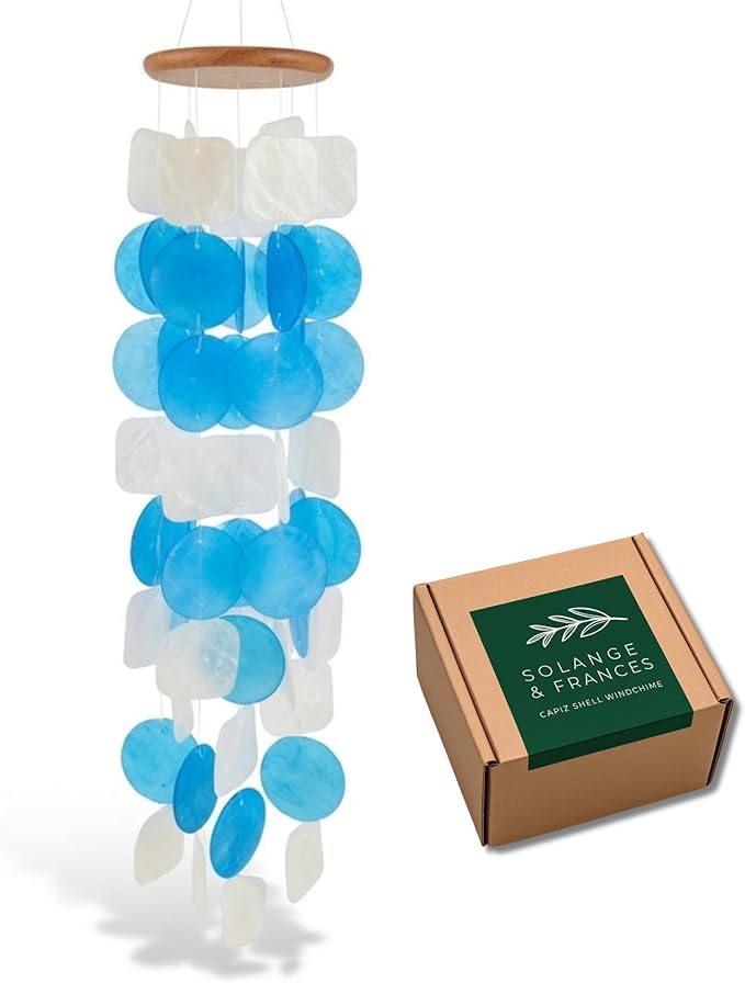 Solange & Frances Wind Chimes for Outside, Gifts for Mom, Birthday Gifts for Women, Sea Glass Windchimes, Sympathy Gift, Outdoor Decor Gift Ideas for Women