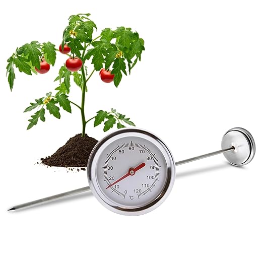 Gardening Soil Thermometer – Compost Temperature Gauge, Stainless Steel Probe, Long Lasting Accurate Measuring Tool | Long Thermometer for Garden Soil, Compost Bin, Greenhouse, Outdoor Plant Care