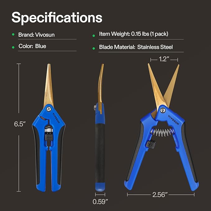 VIVOSUN 2-Pack Curved Gardening Scissors 6.5 Inch Hand Pruner Shear with Titanium Coated Precision Blades