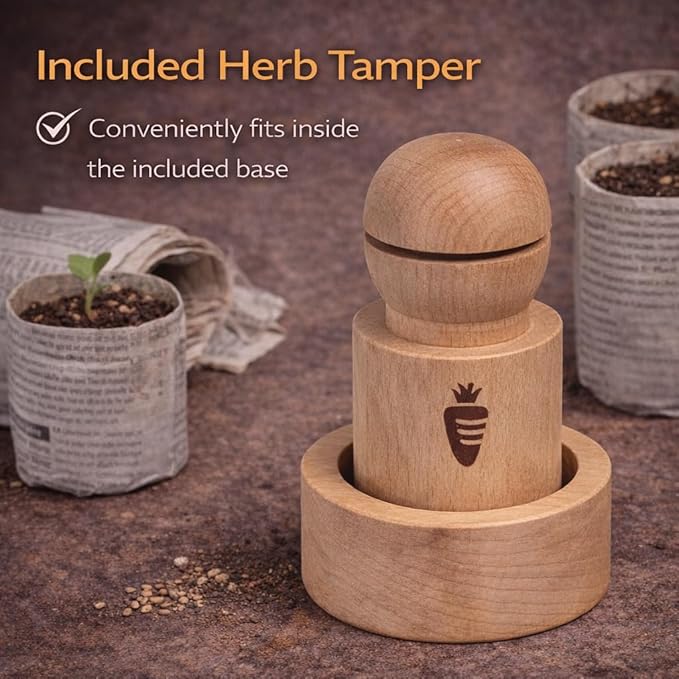 Carrot Design Newspaper Pot Maker – Wooden Seed Starter Tool for DIY Biodegradable Paper Pots – Mold for Seedlings & Gardening - 2 Inch
