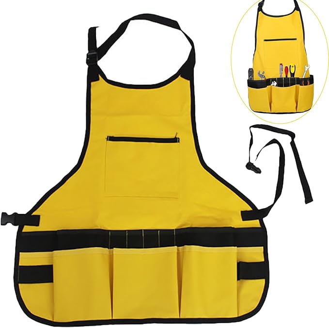 Work Tool Aprons for Men Women Waterproof Garden Apron with Pocket Torso Length Canvas Apron for Planting Woodworking