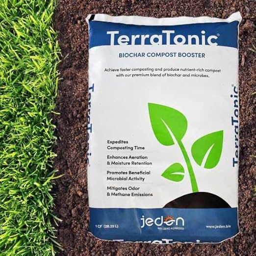 TerraTonic Biochar: Organic Compost Accelerator with Beneficial Microbes for Faster Decomposition. Biochar Soil Amendment for Lawn & Garden. (30-QT)