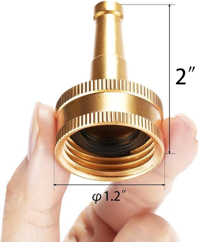High Pressure Hose Nozzle with Hose Shutoff Valve, Brass Heavy Duty Spray Nozzles for Garden Hose, 3/4" GHT Jet Nozzle for Hose Outdoor/Outside-2 Pack