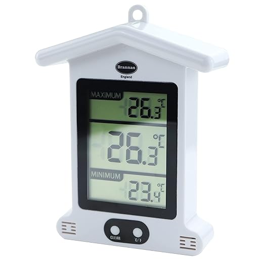 Brannan Digital White Greenhouse Thermometer – Stylish Weatherproof Max Min Thermometer to Monitor Maximum and Minimum Temperatures In a Garden Greenhouse Indoor Room Home Growroom Easily Wall Mounted
